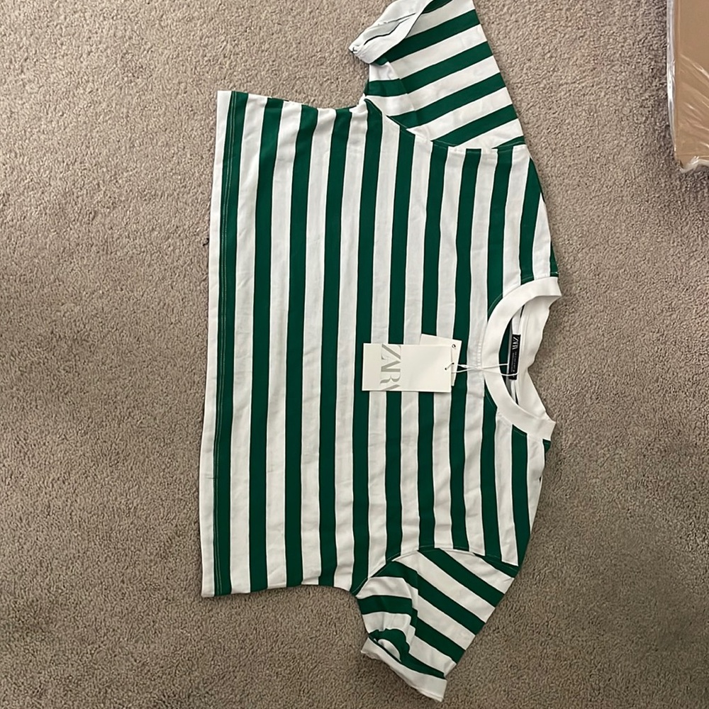 Zara Cropped Striped Tshirt